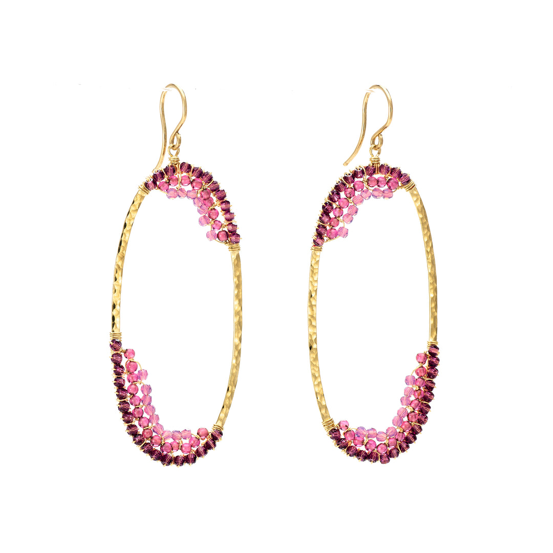 Oval Claret Mix Drop Earrings