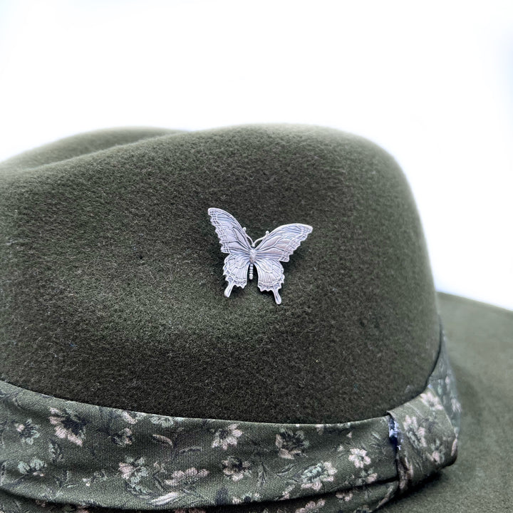 Large Silver Butterfly Hat Pin