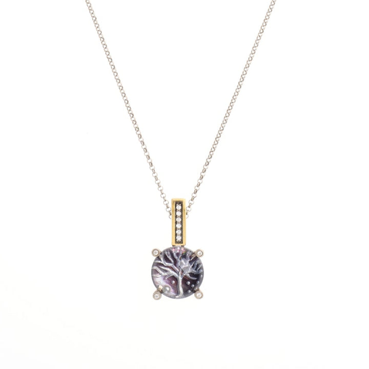 White Topaz & Quartz Tree Motif Necklace