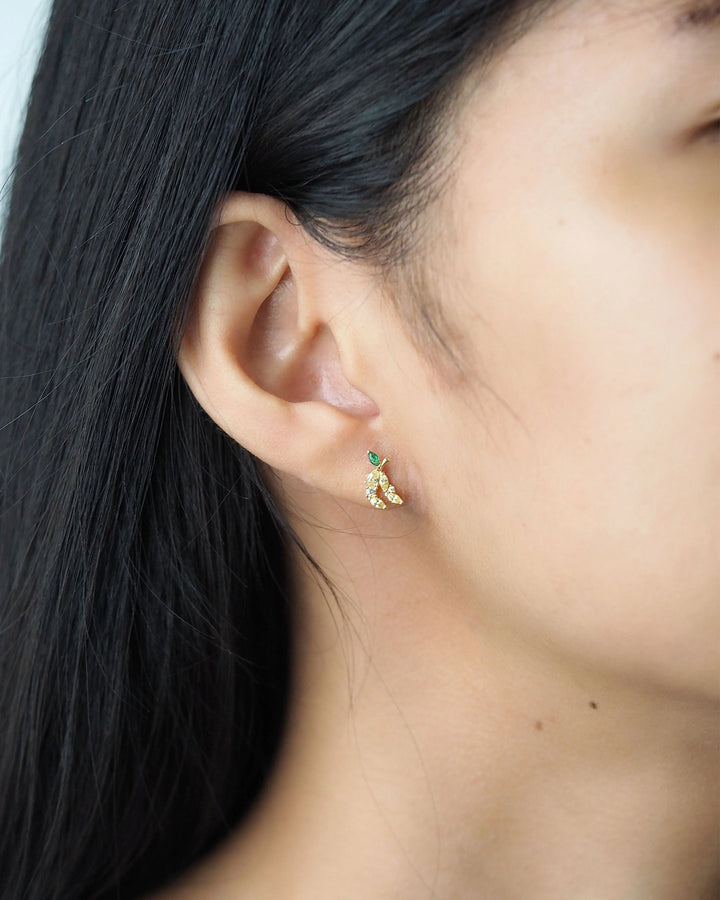Gold Banana Post Earrings