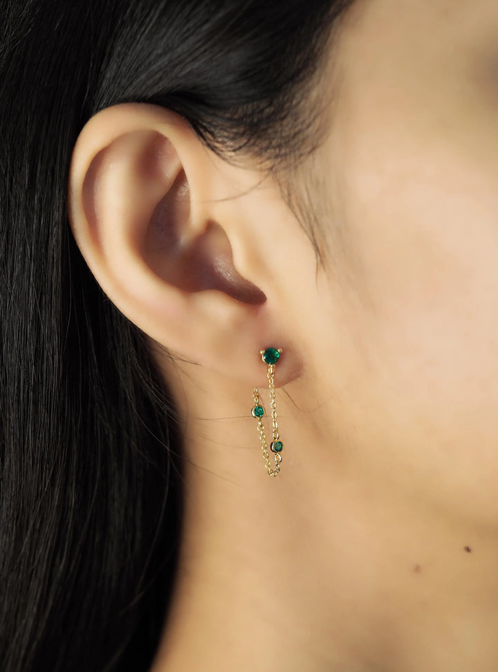 Green Dangle Stud with Accent Earrings