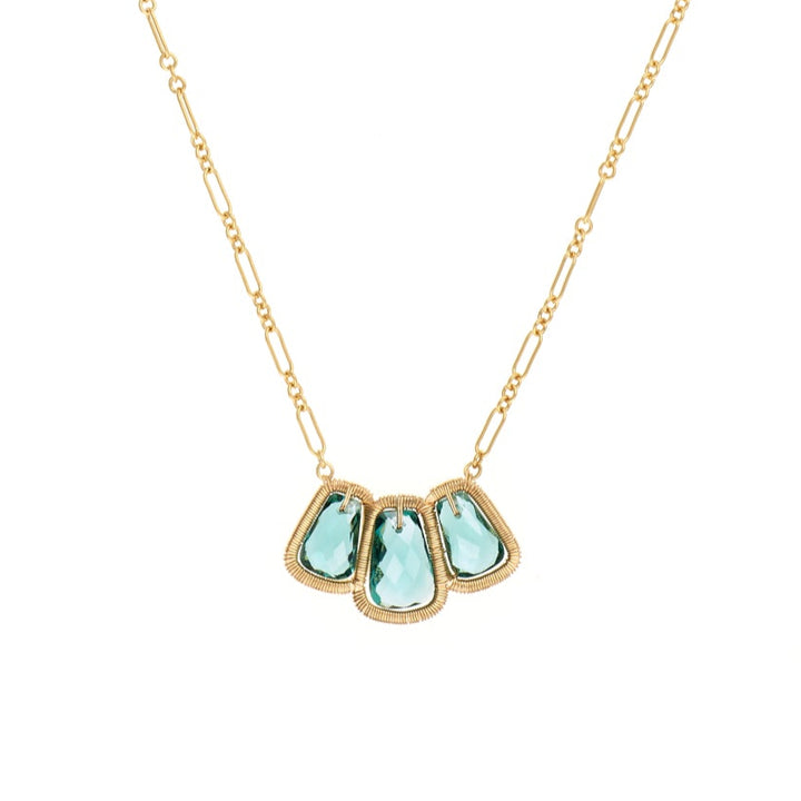 Teal Quartz Triple Stone Necklace