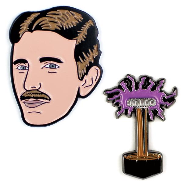 Nikola Tesla and Tesla Coils Pin Set