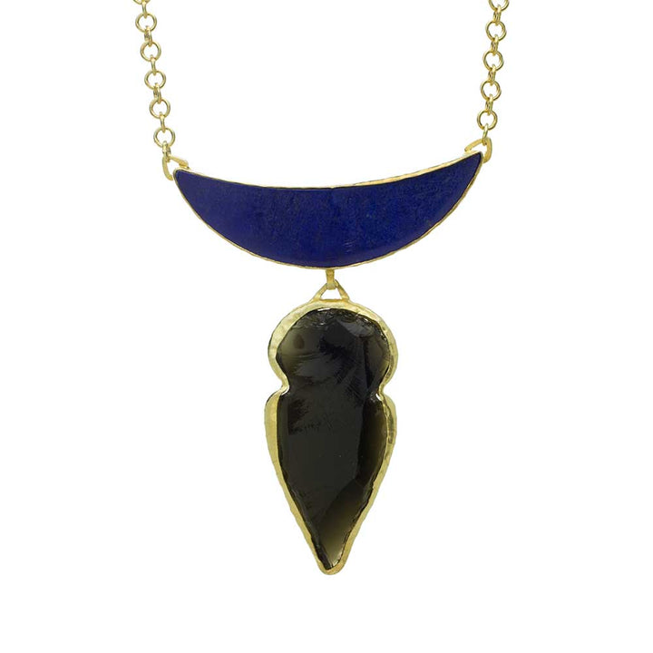 Lapis Obisdian Arrowhead Necklace
