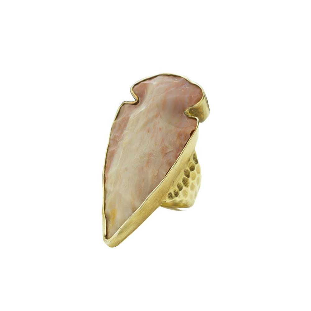 Pink Agate Arrowhead Ring