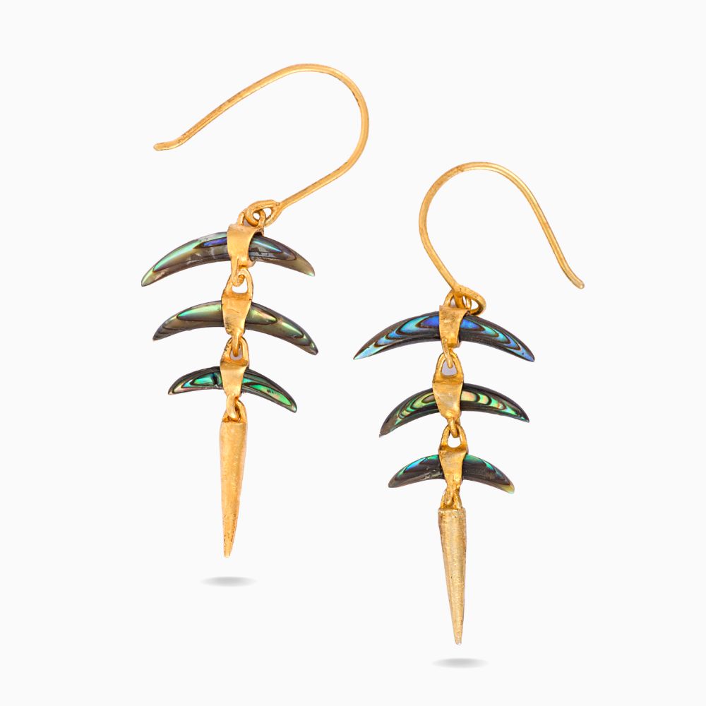 3 Paua Shard Crescent Earrings
