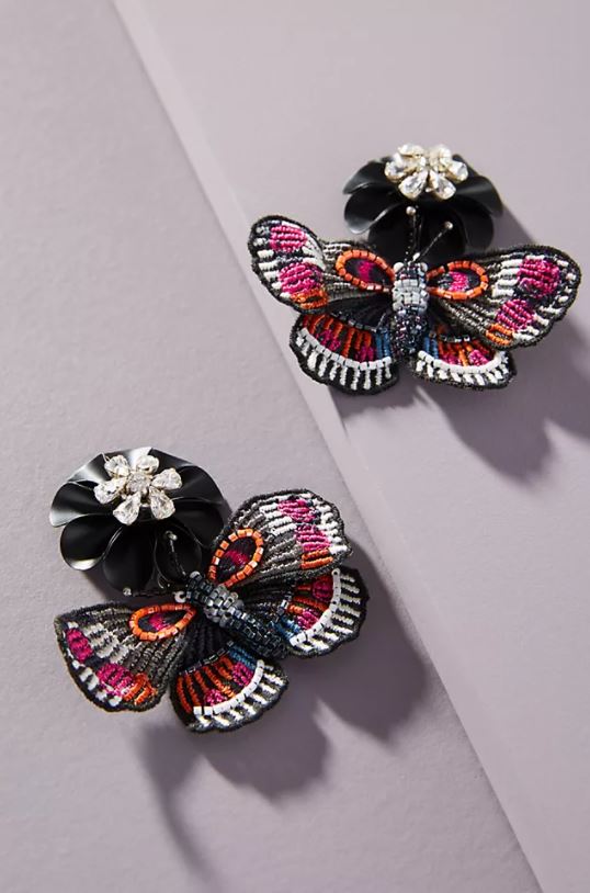 Beaded Butterfly Drop Earrings Earrings