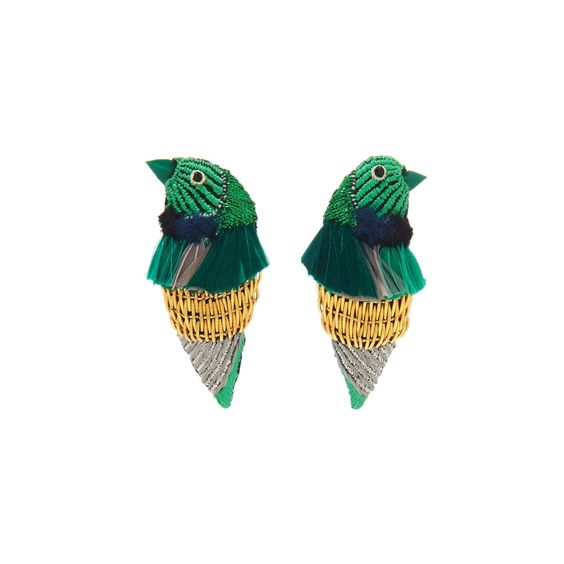 Finch Green Beaded Earrings