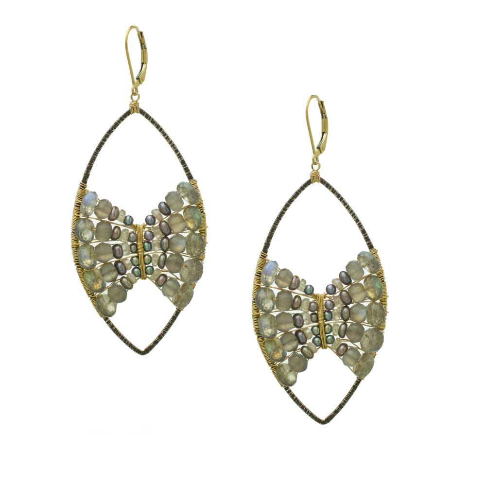 Labradorite Black Pearl Earrings
