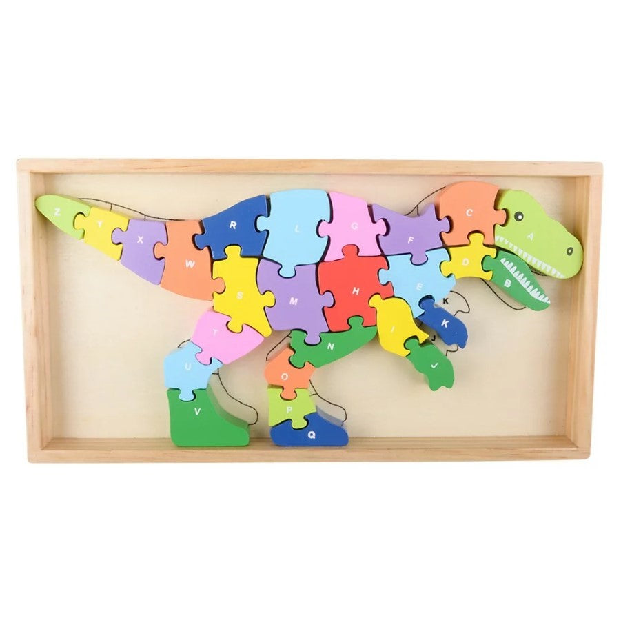 T. rex Alphabet and Number Dinosaur Wooden Puzzle