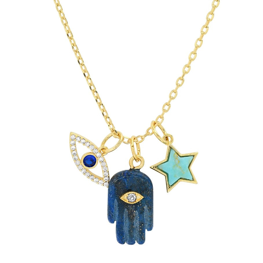 Lapis & Turquoise Charm Necklace