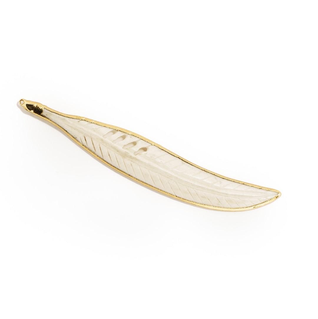 Bone Feather Carving Pendant