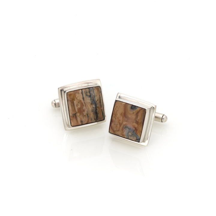 Domed Mammoth Tooth Square Cufflinks