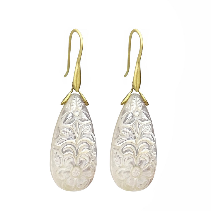 Carved Mother of Pearl Trapeze Earrings