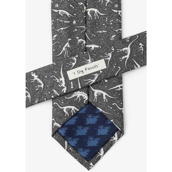 "I Dig Fossils" Gray Silk Tie