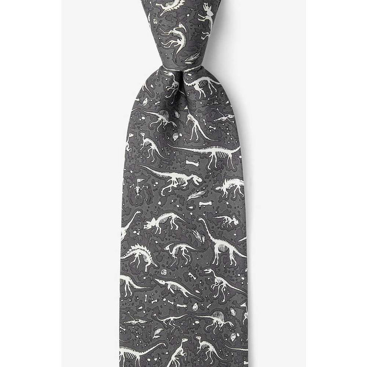 "I Dig Fossils" Gray Silk Tie
