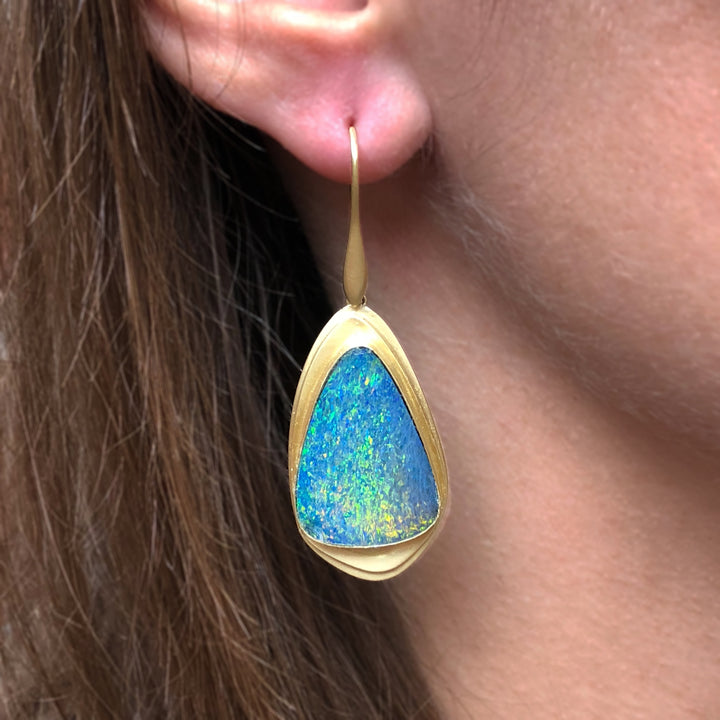 Azores Triangle Opal Earrings