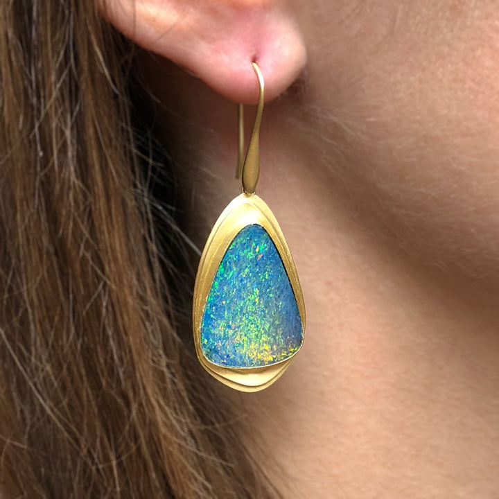 Azores Triangle Opal Earrings