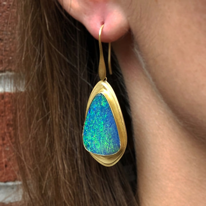 Azores Triangle Opal Earrings