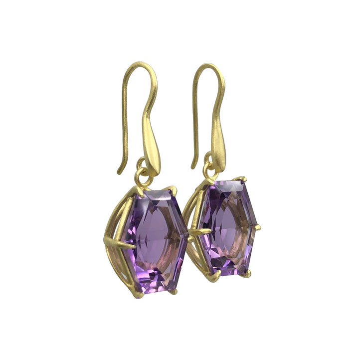 Amethyst Hexagonal Jungle Earrings
