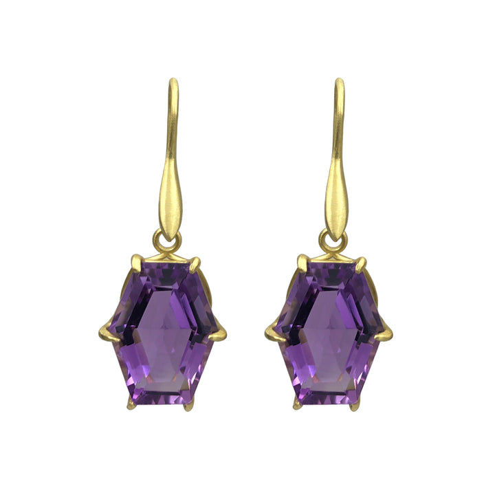 Amethyst Hexagonal Jungle Earrings