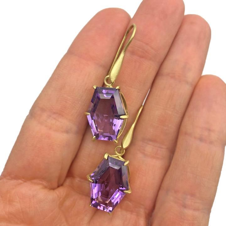 Amethyst Hexagonal Jungle Earrings