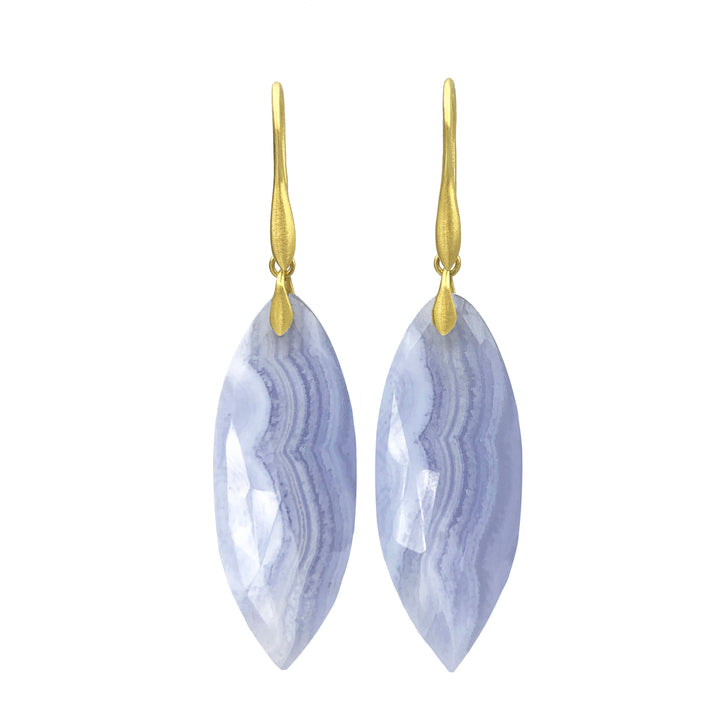 Blue Lace Agate Marquise Earrings
