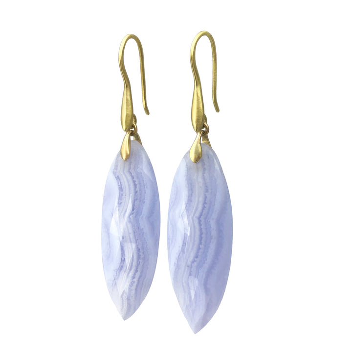 Blue Lace Agate Marquise Earrings