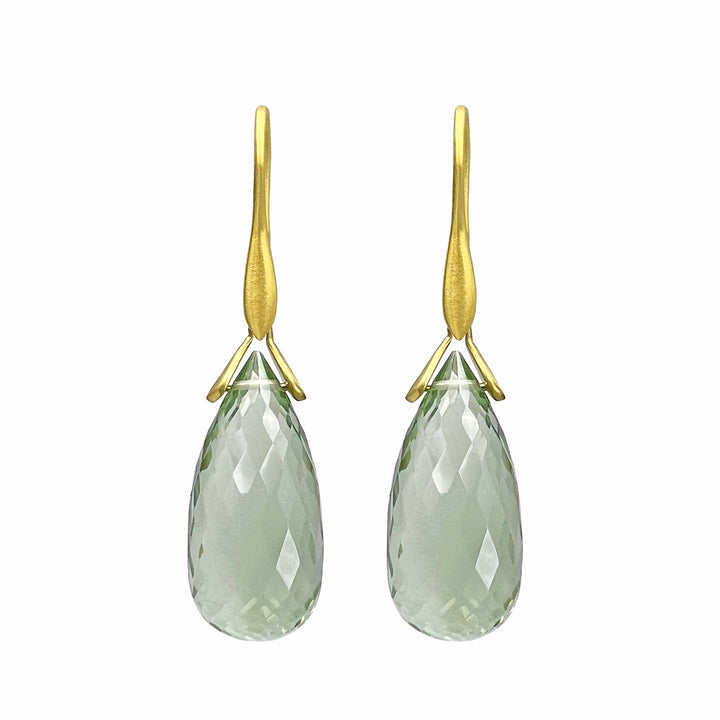 Faceted Prasiolite Briolette Trapeze Earrings