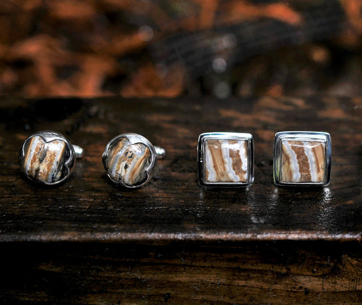 Domed Mammoth Tooth Square Cufflinks