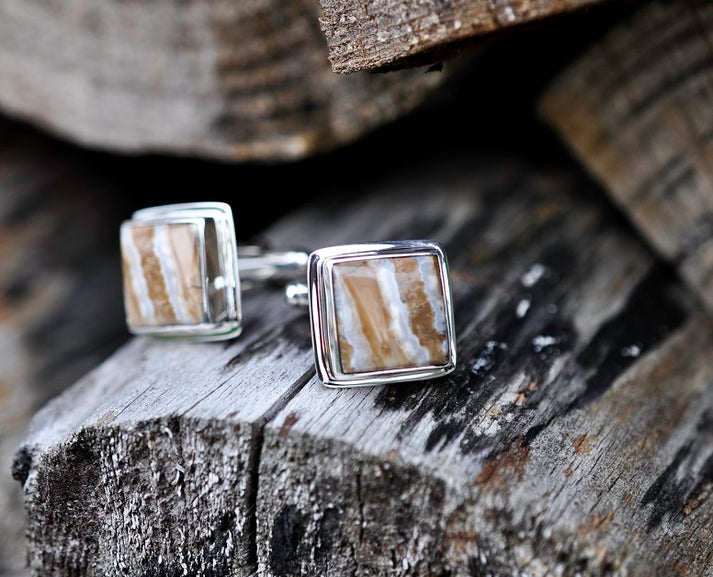 Domed Mammoth Tooth Square Cufflinks