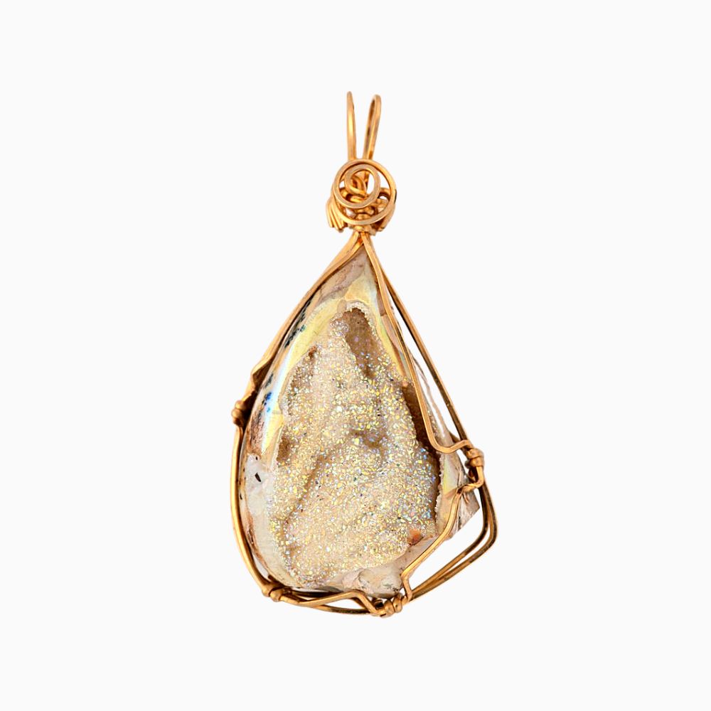 Druzy Fossilized Shell Pendant