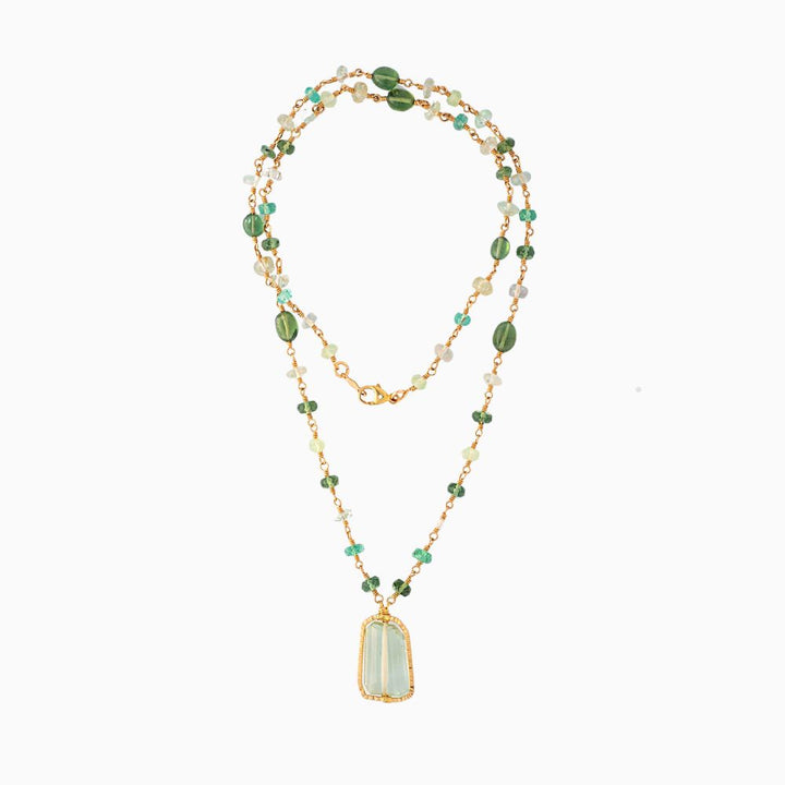 Prasiolite, Apatite, Moss Agate Necklace