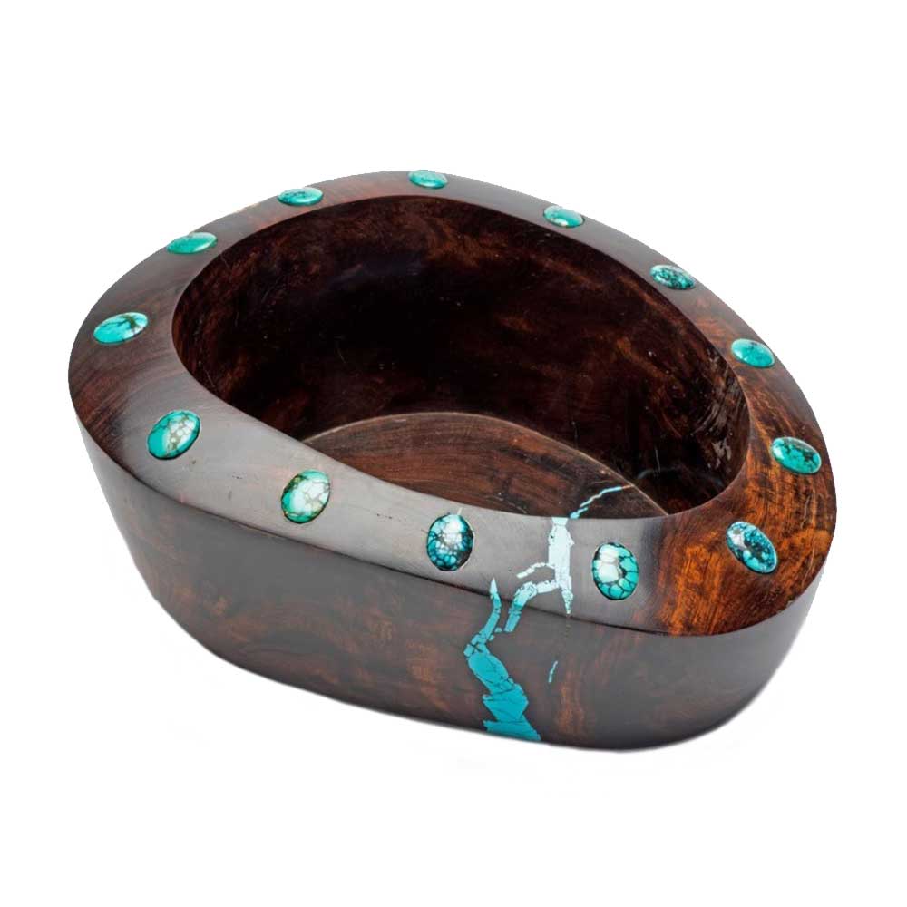 Turquoise Cabochon Ironwood Bowl