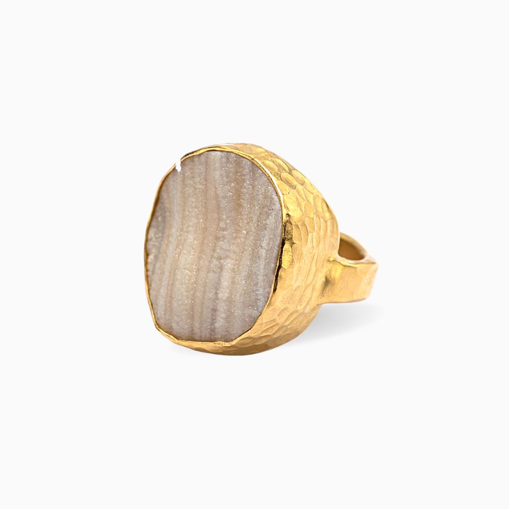 White Druzy Ring
