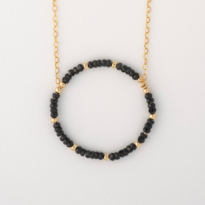 Black Garnet Circle Necklace