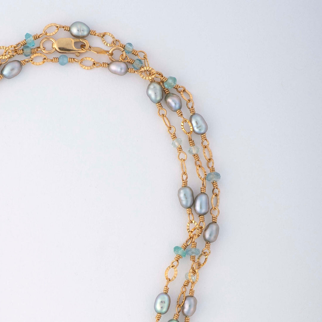 Pearl, Apatite, Blue Quartz Necklace