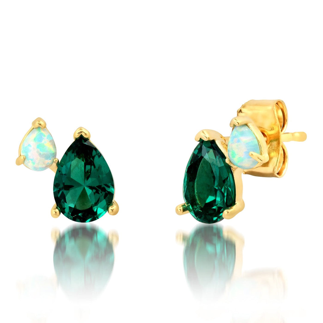 Multi-Stone Green Stud Earrings