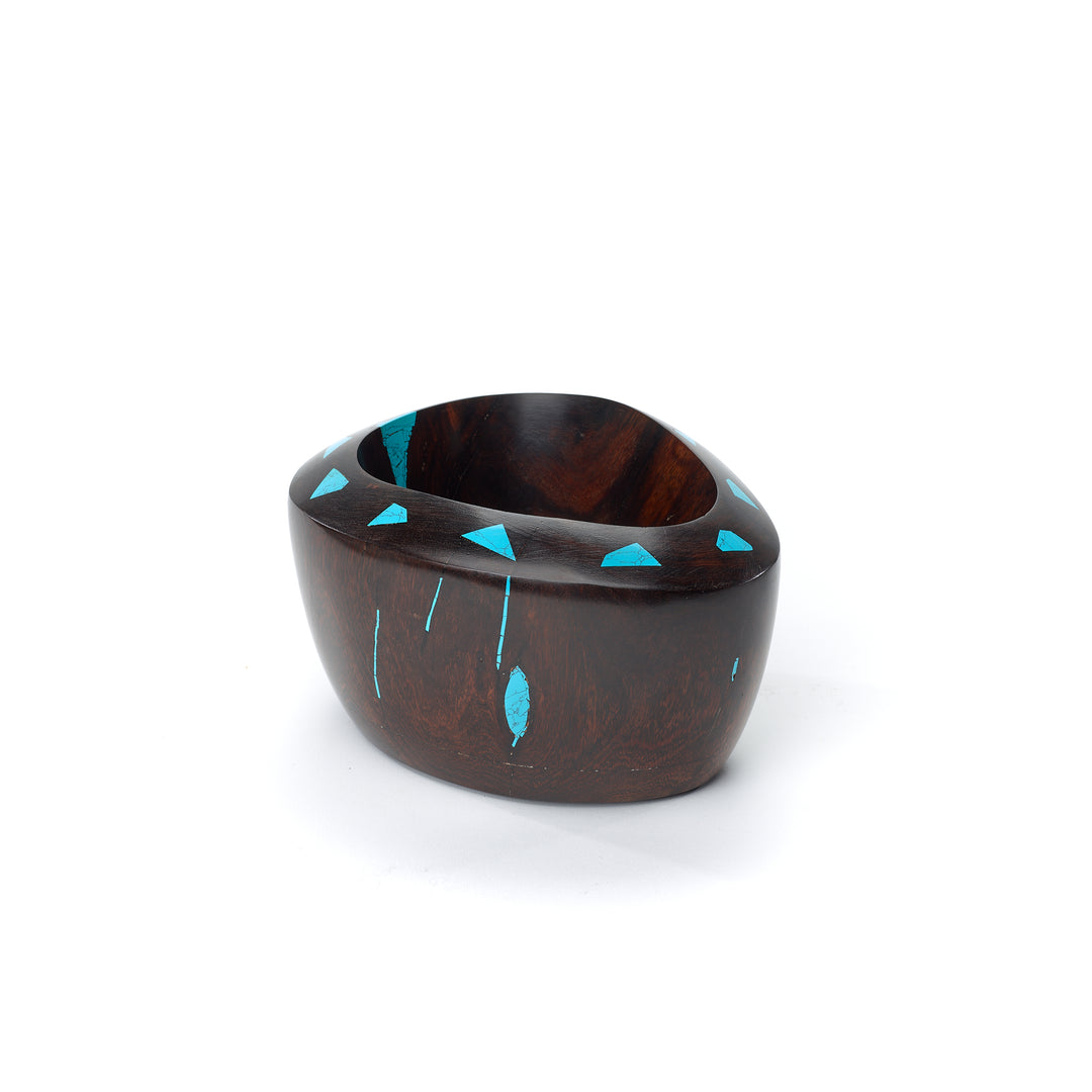 Larry Favorite Ironwood Bowl with Triangle Turquoise Rim