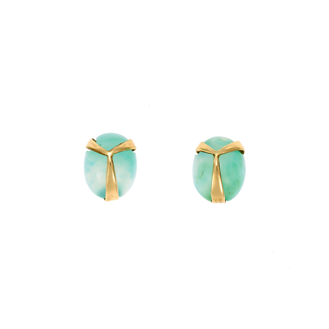 Lucky Scarab Chrysoprase Studs