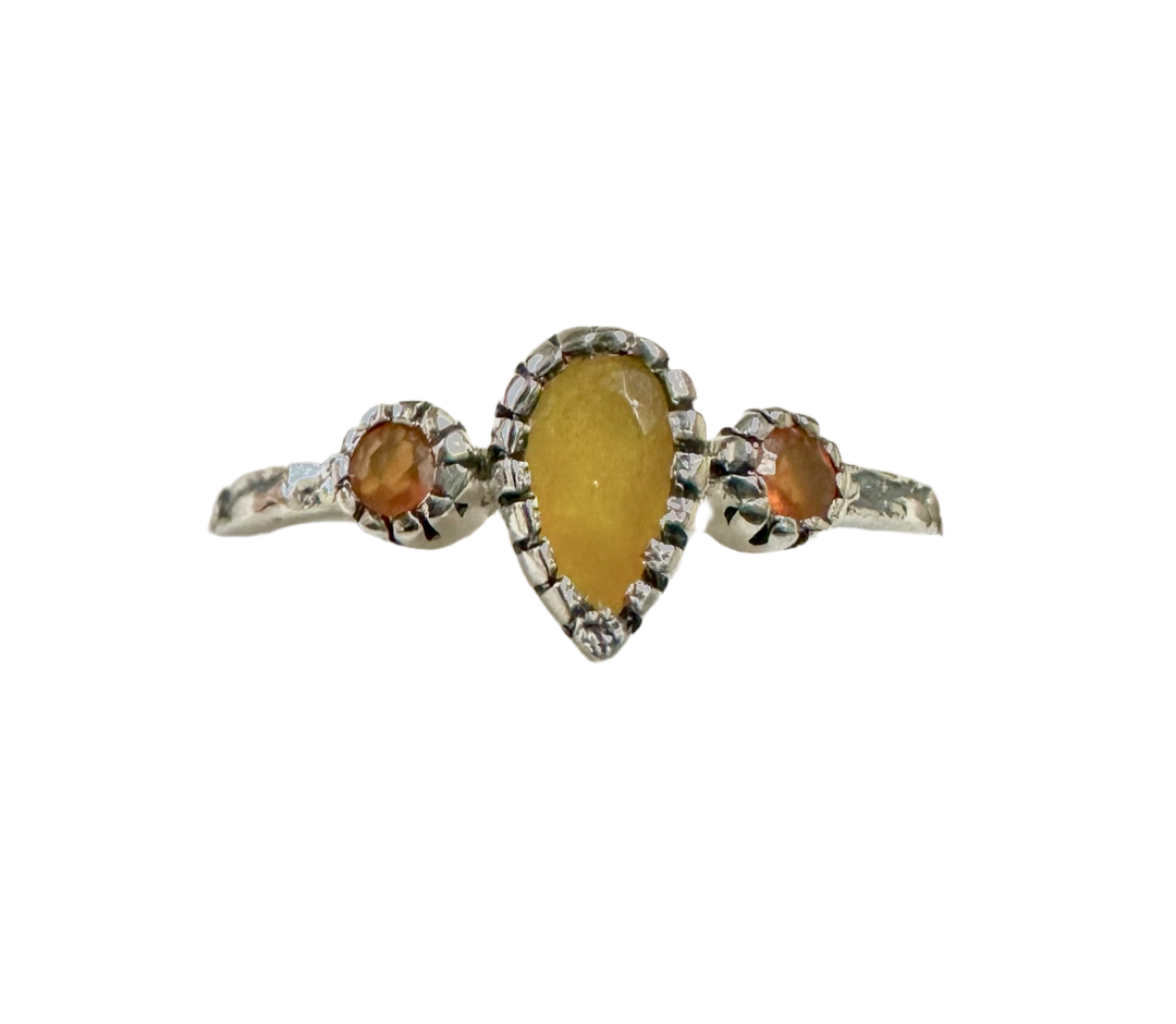 Teardrop Citrine & Carnelian Ring