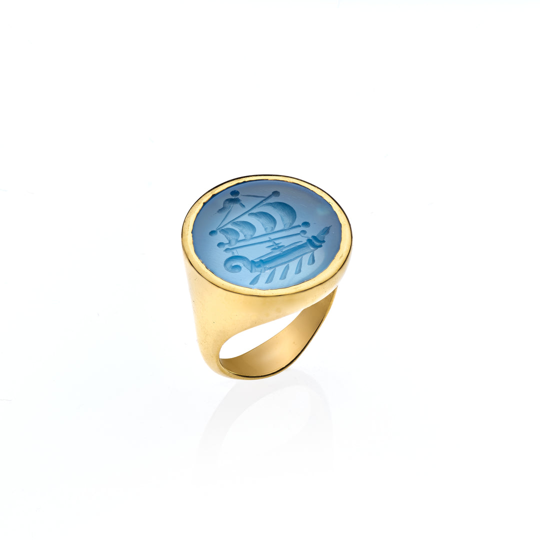 Engraved Trireme Ship Ring