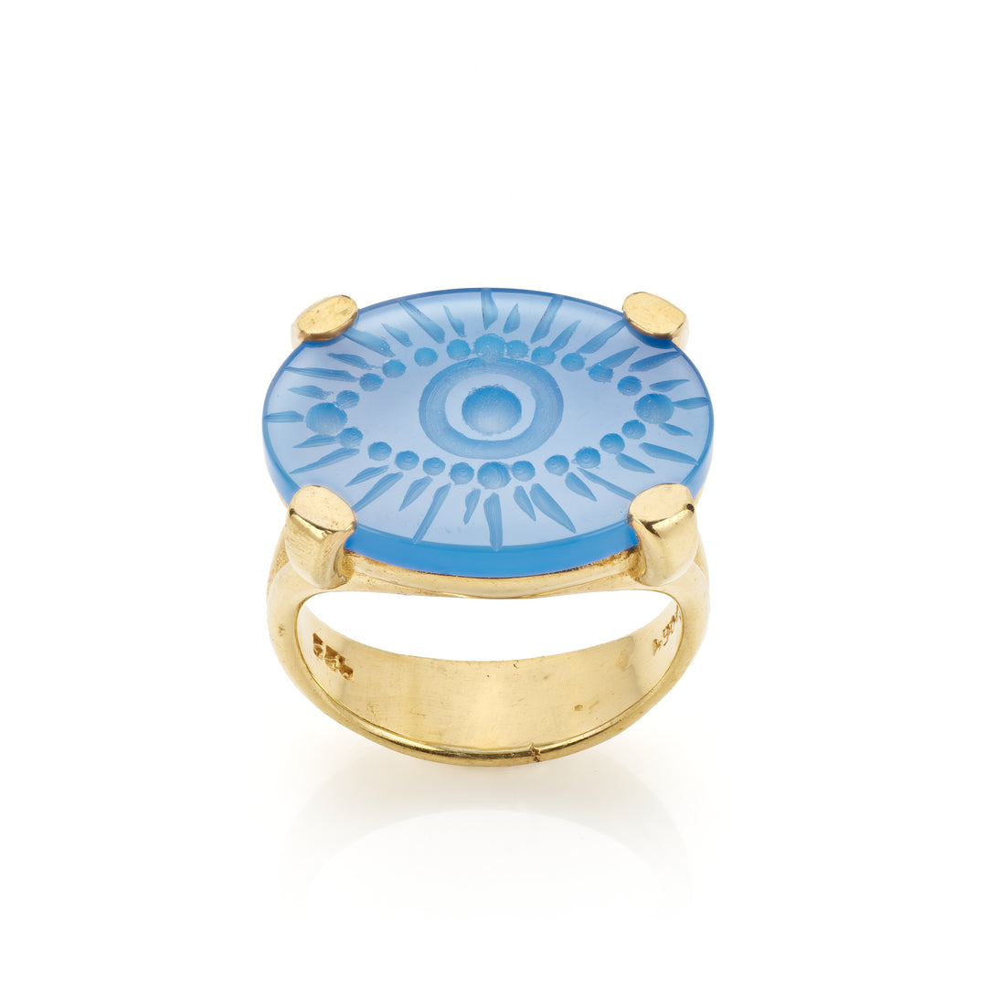 Blue Agate "Eye" Ring