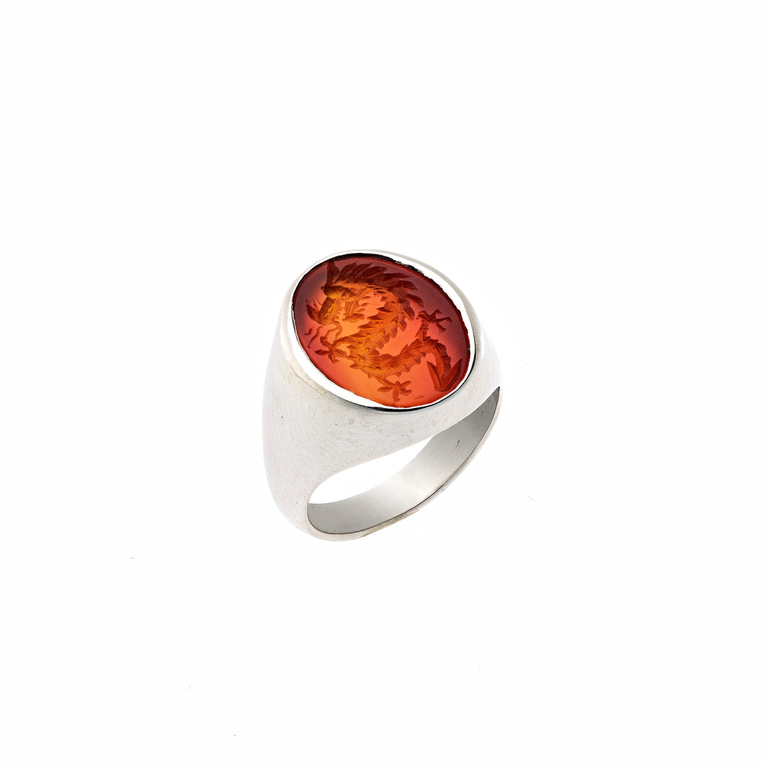 Carnelian "Dragon" Engraved Ring