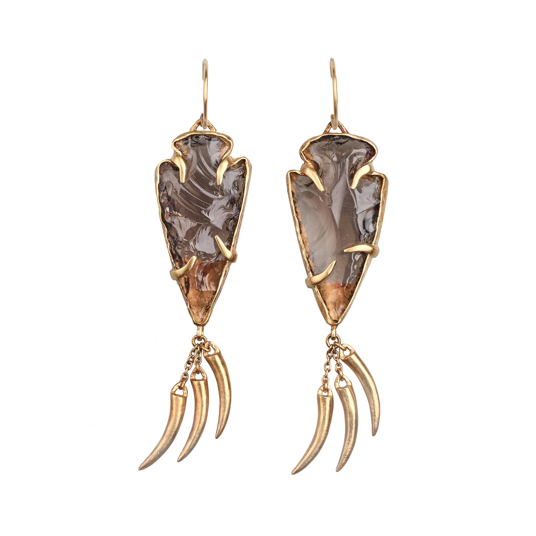 Smokey Quartz Arrowhead Earrings