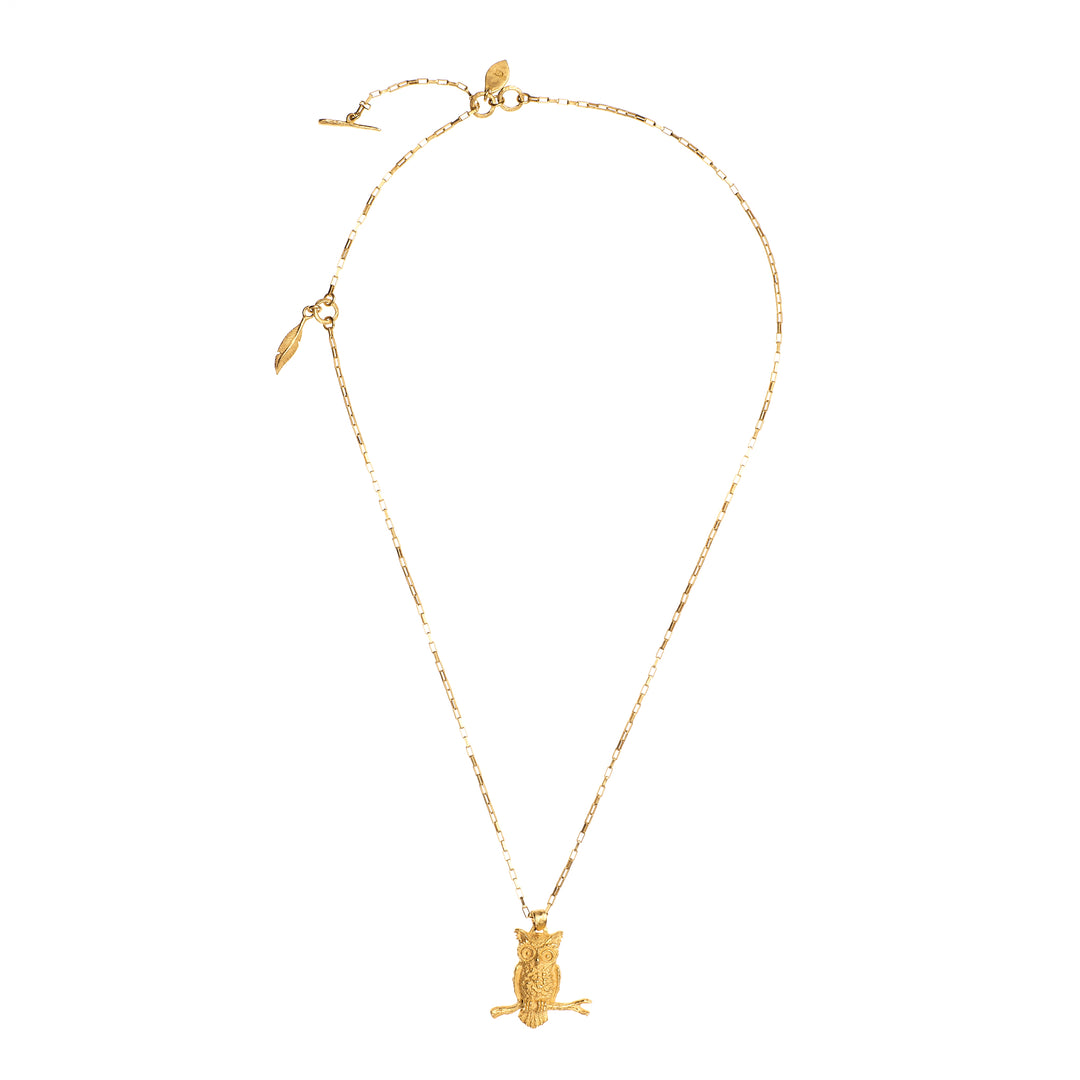 18k Gold-Plate Small Owl Necklace