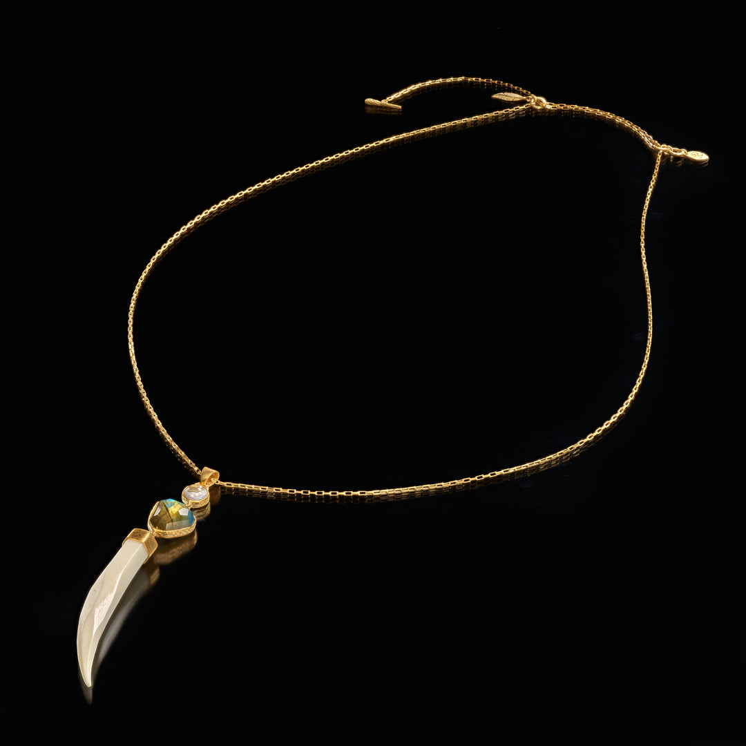 Carved Bone, Ocean Jasper & Labradorite Necklace