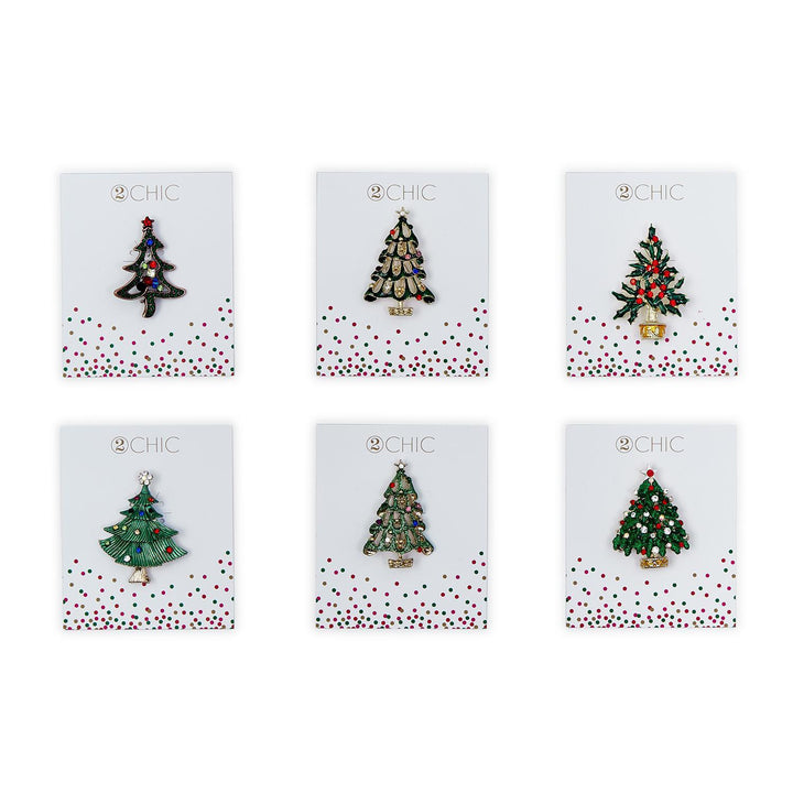 Festive Trimmed Tree Holiday Pins