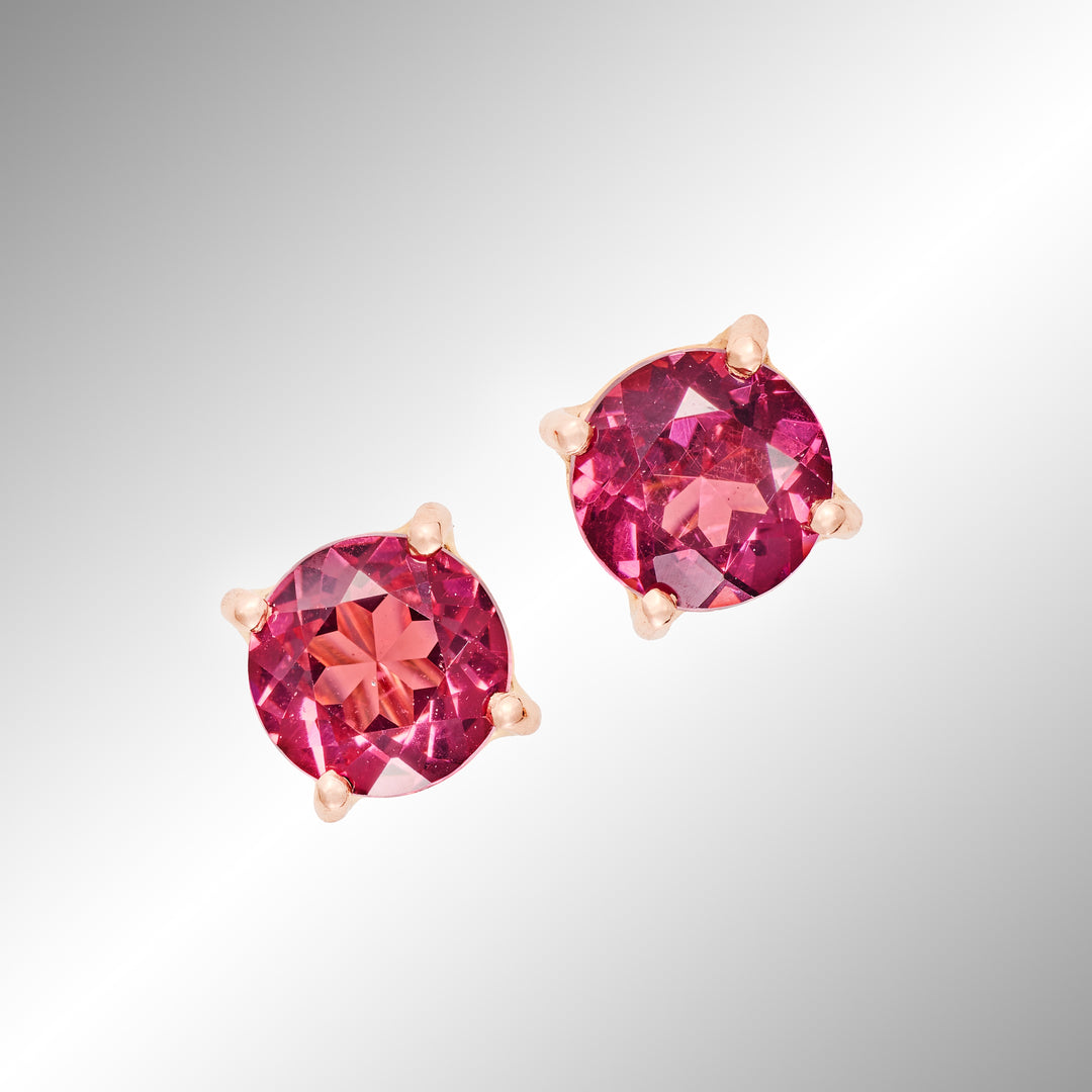 Rhodolite Rose Gold Studs