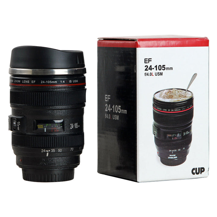 Camera Lens Travel Mug with Stainless Steel Liner
